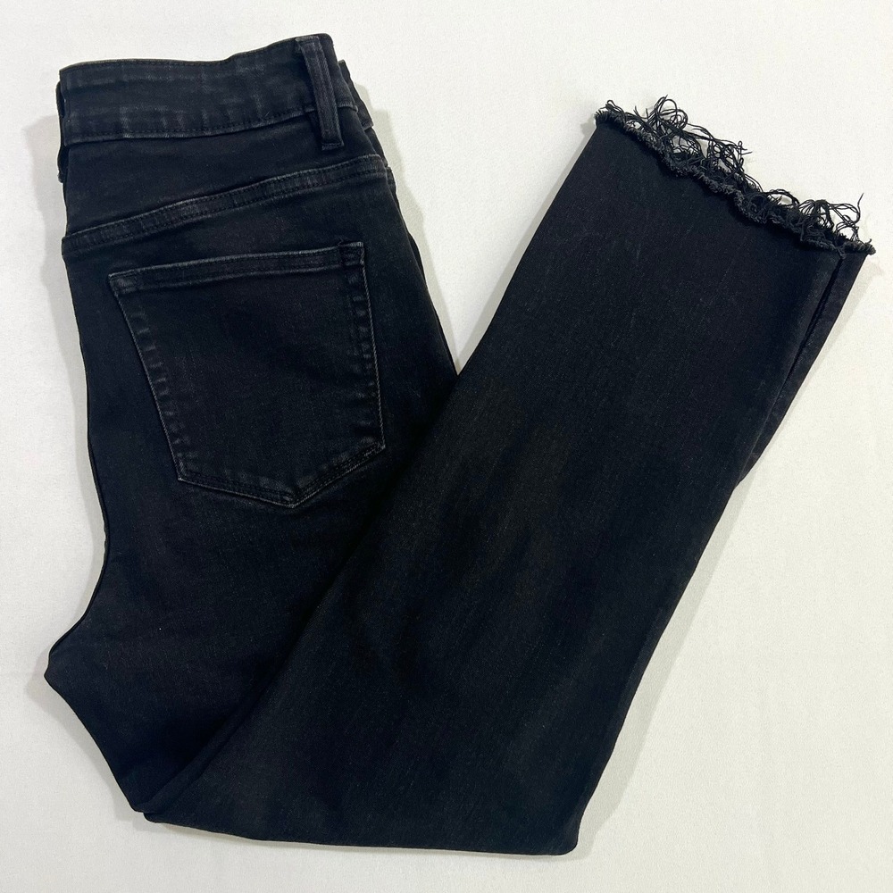 Vervet Blue Jeanne High Rise Crop Straight Jeans Black Distressed Womens Size 30